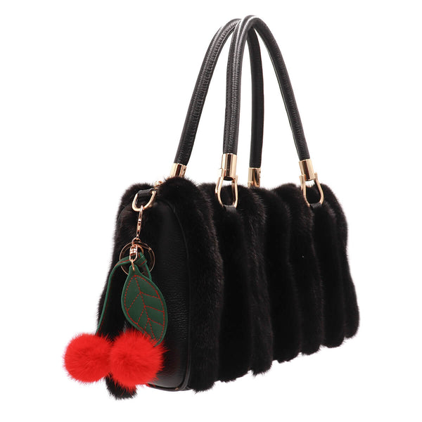 Surell Mink Fur Cherry Keychain