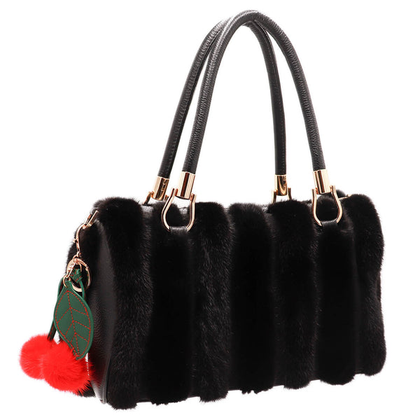 Surell Mink Fur Cherry Keychain