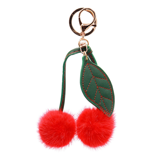 Surell Mink Fur Cherry Keychain