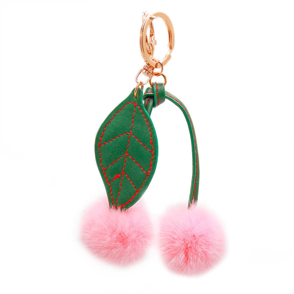 surell Mink Fur Cherry Keychain