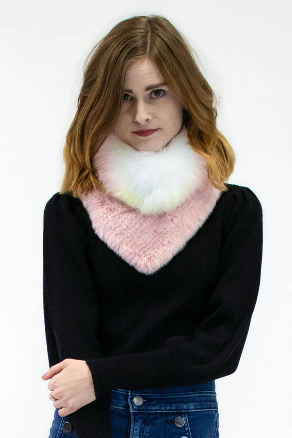 Surell Mink Fur Collar With Fox Fur Trim