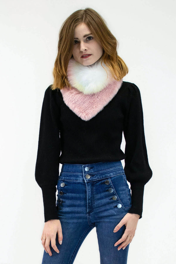Surell Mink Fur Collar With Fox Fur Trim