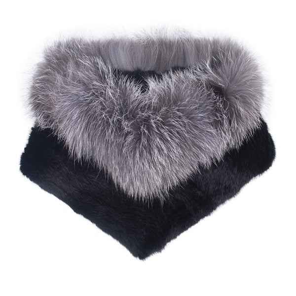 surell Mink Fur Collar with Fox Fur Trim