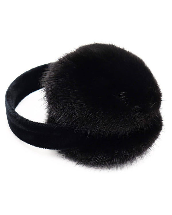 surell Mink Fur Earmuffs with Velvet Band