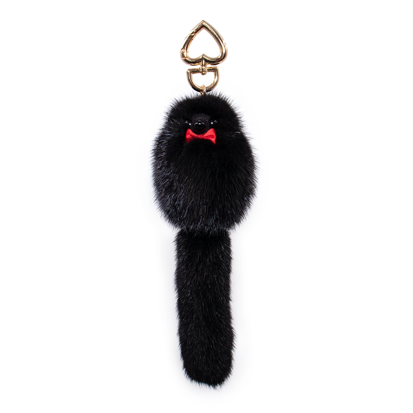 Surell Mink Fur Fox-Shaped Keychain