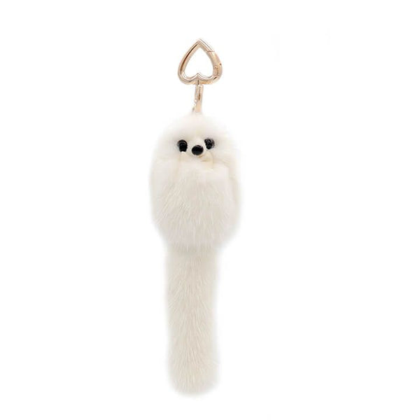 surell Mink Fur Fox-Shaped Keychain