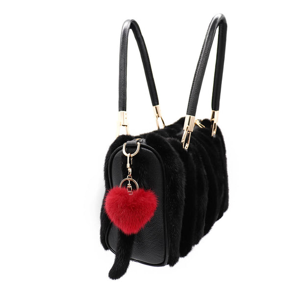 Surell Mink Fur Heart Keychain