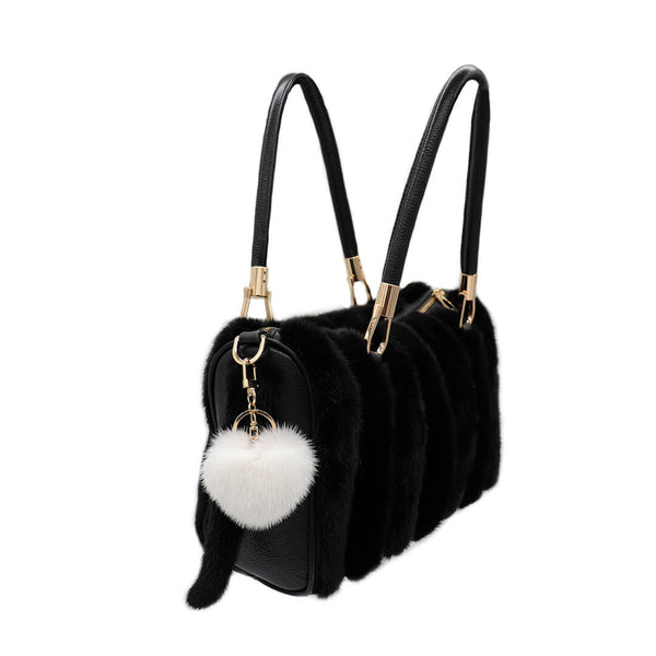 Surell Mink Fur Heart Keychain