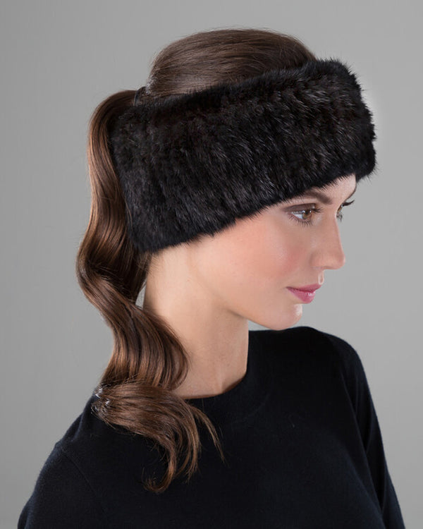 Surell Mink Fur Knit Headband/Scarf