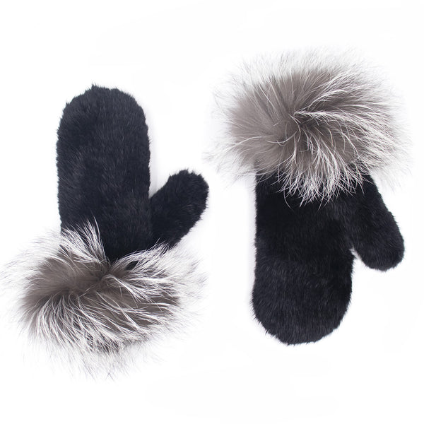 Surell Mink Fur Mittens With Fox Fur Cuff