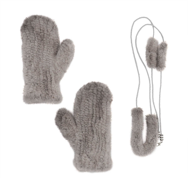 Surell Mink Fur Mittens With Rope String