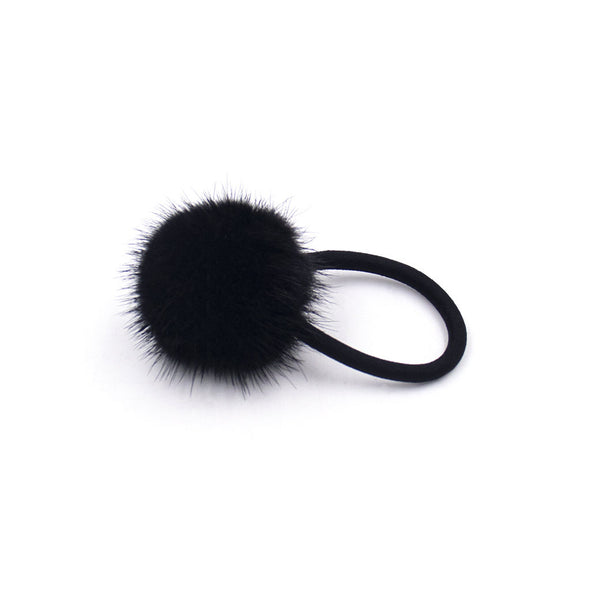 Surell Mink Fur Pom Hair Tie