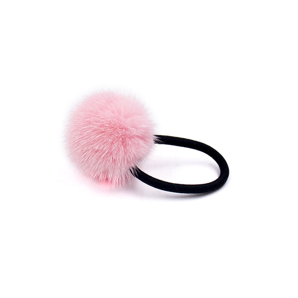 surell Mink Fur Pom Hair Tie