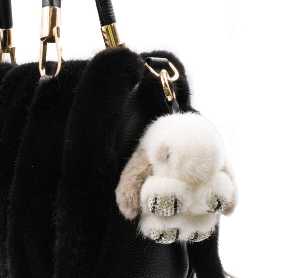 Surell Mink Fur Rabbit-Shaped Keychain