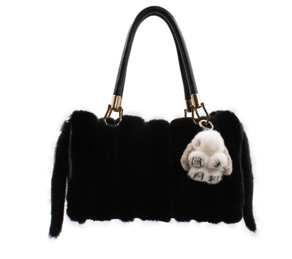 Surell Mink Fur Rabbit-Shaped Keychain