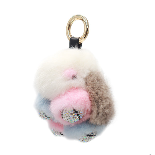 surell Mink Fur Rabbit-Shaped Keychain