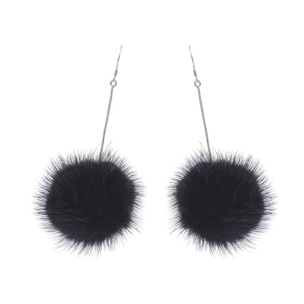Surell Mink Pom Earrings