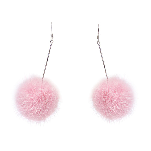 Surell Mink Pom Earrings
