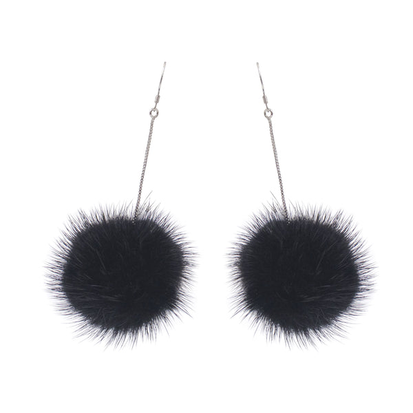 surell Mink Pom Earrings