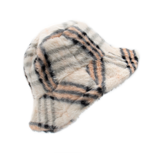Surell Plaid Faux Fur Bucket Hat