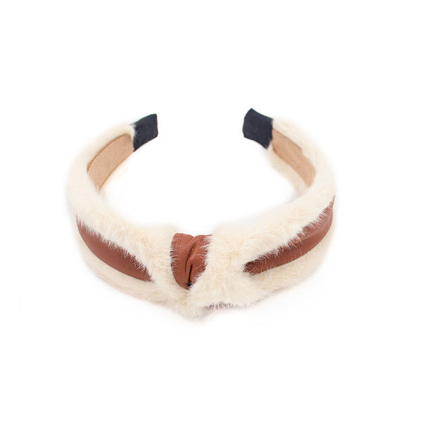 Surell Pleather Hairband With Faux Fur