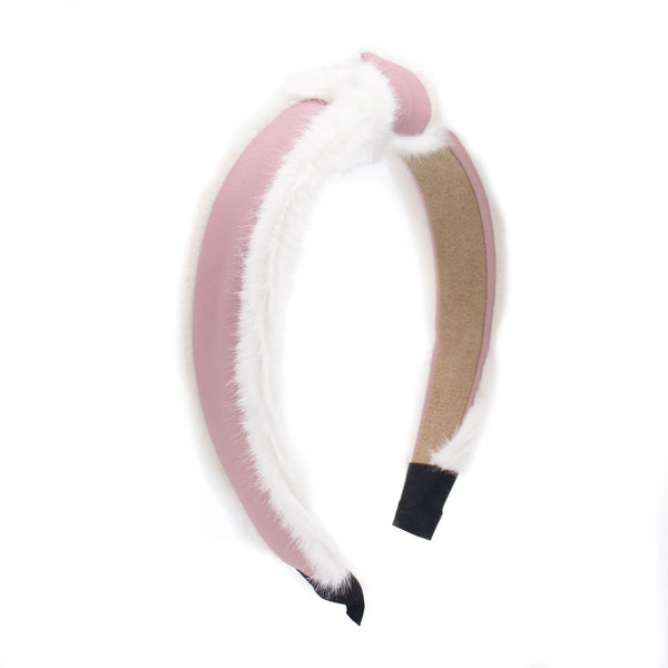 Surell Pleather Hairband With Faux Fur