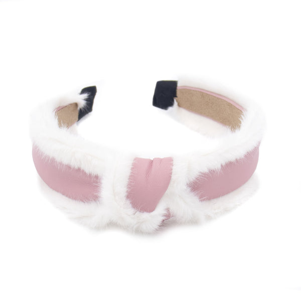 surell Pleather Hairband with Faux Fur