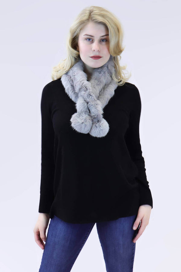 Surell Rabbit Fur Ball Scarf