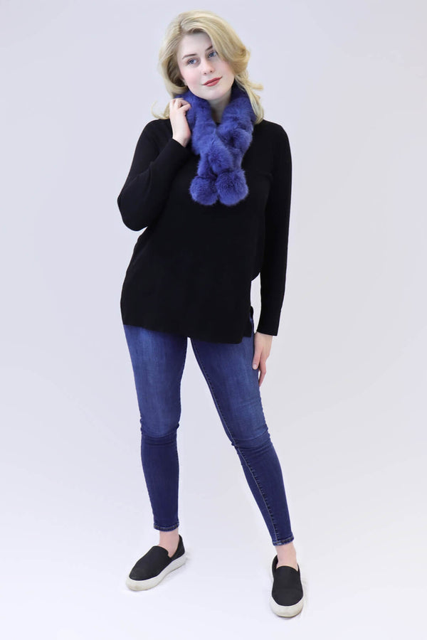 Surell Rabbit Fur Ball Scarf