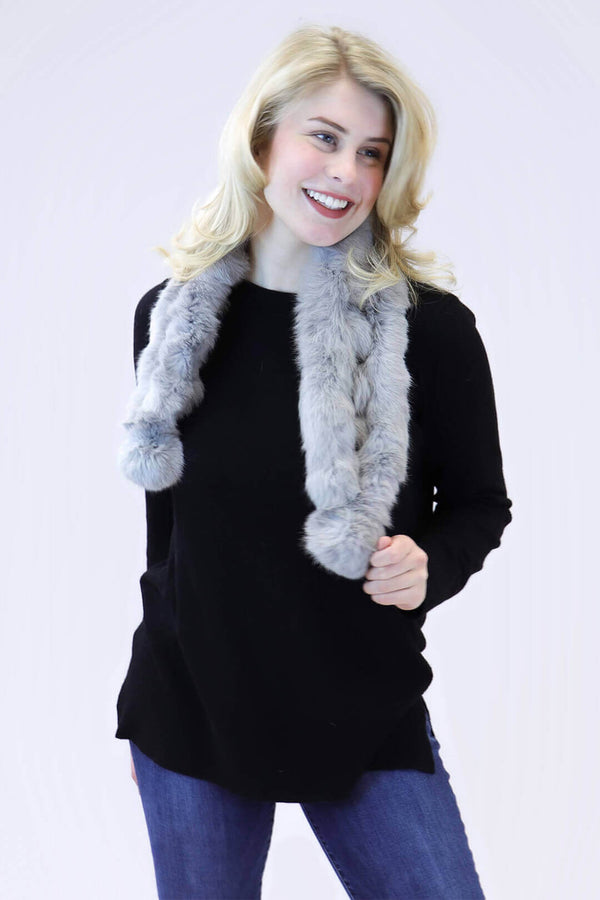 Surell Rabbit Fur Ball Scarf