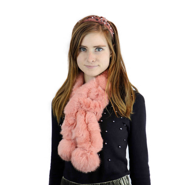 surell Rabbit Fur Ball Scarf