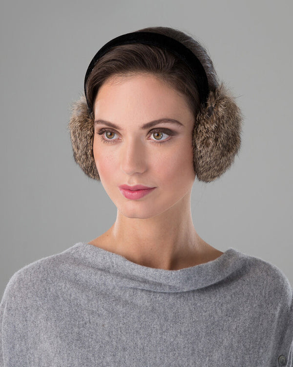 Surell Rabbit Fur Earmuffs With Velvet Band