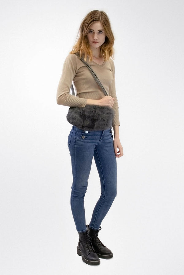 Surell Rabbit Fur Muff Bag