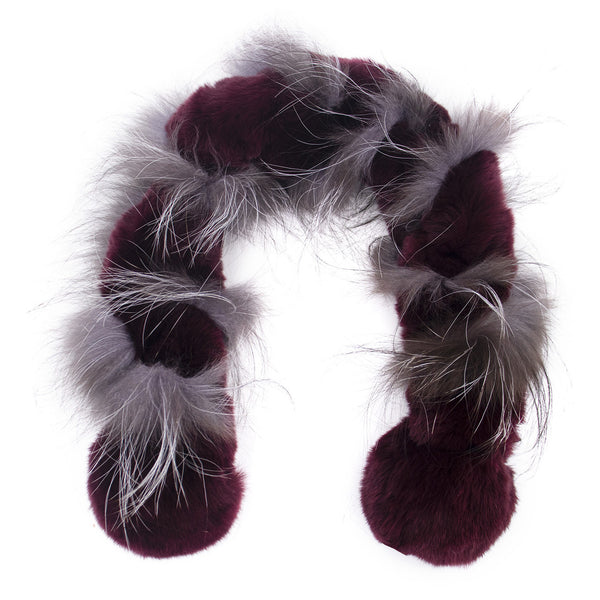 Surell Rex Ball Scarf With Fox Trim