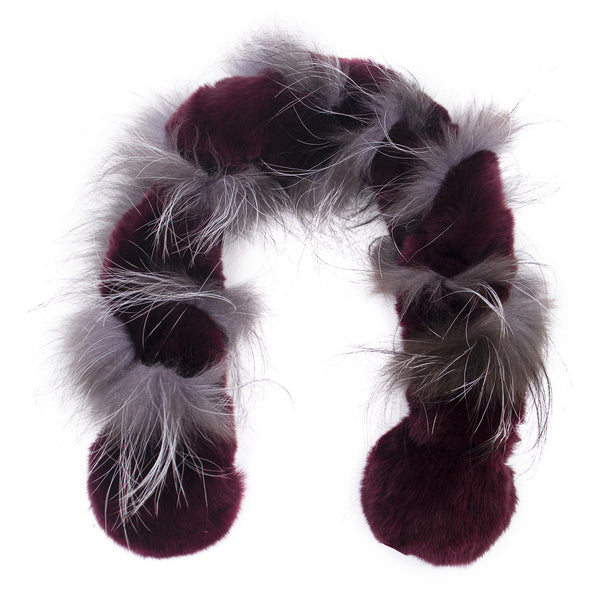 Surell Rex Ball Scarf With Fox Trim