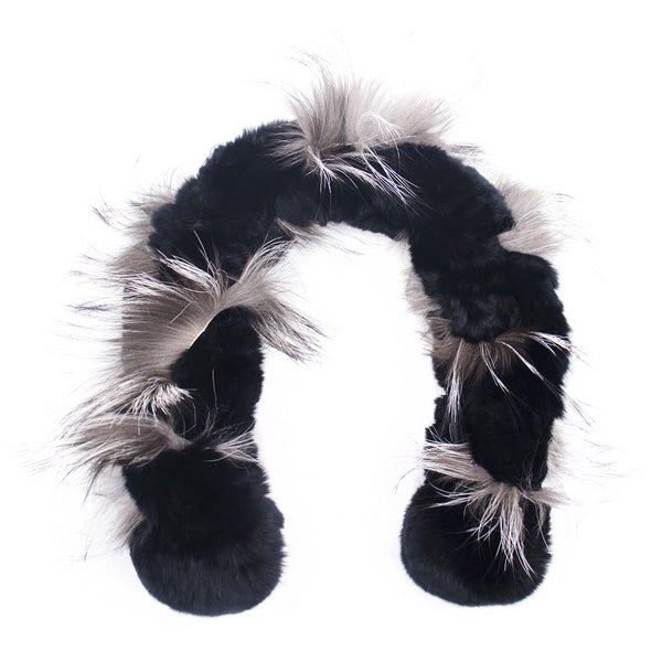 surell Rex Ball Scarf with Fox Trim