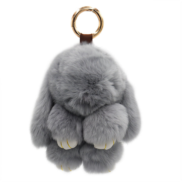 Surell Rex Rabbit Fur Bunny Keychain