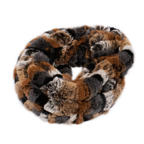 Surell Rex Rabbit Fur Double Loop Infinity Scarf