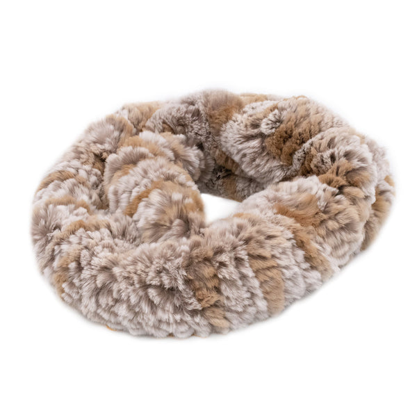 Surell Rex Rabbit Fur Double Loop Infinity Scarf