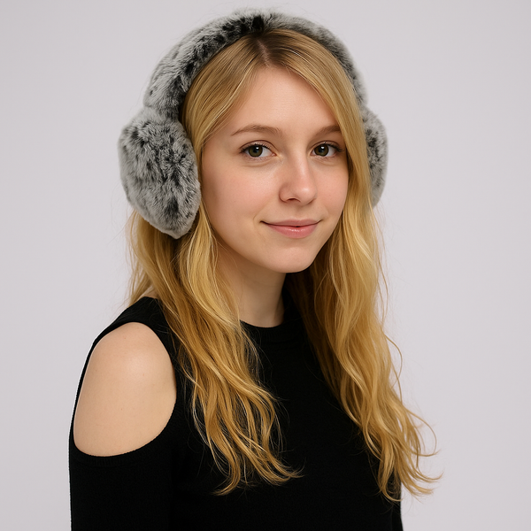 Surell Rex Rabbit Fur Earmuffs With Halo Band