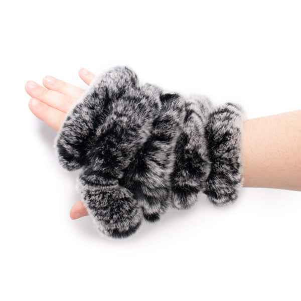 Surell Rex Rabbit Fur Fingerless Gloves