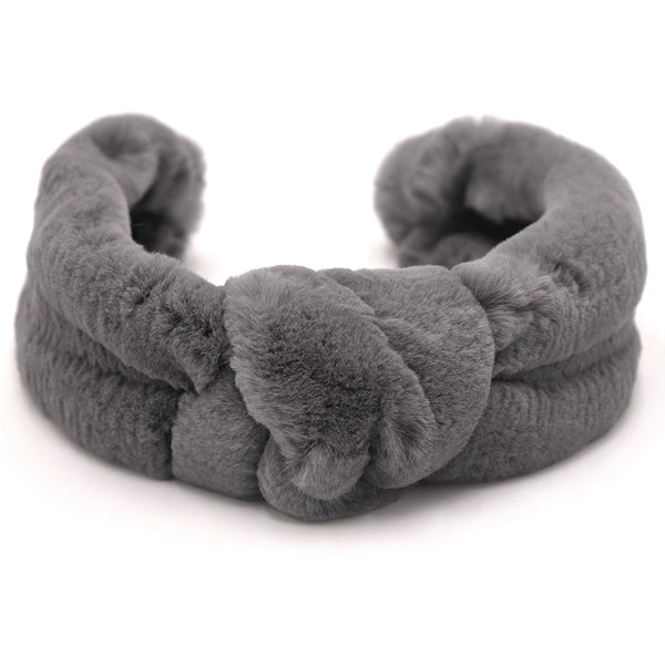 surell Rex Rabbit Fur Hairband with Knot