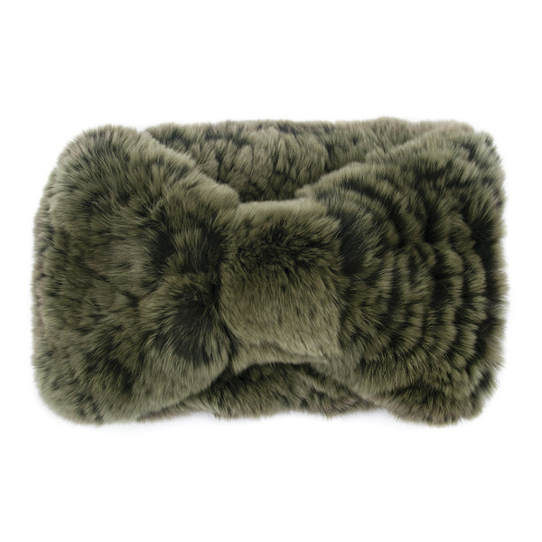 surell Rex Rabbit Fur Headband with Knot