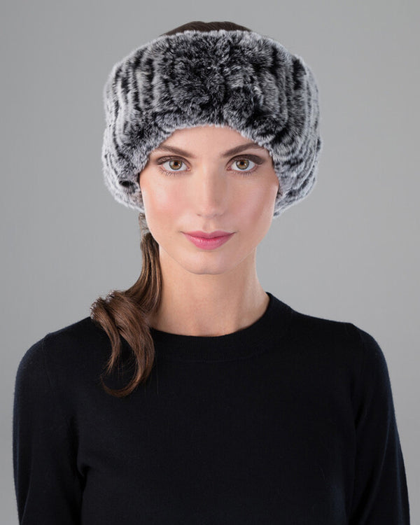 Surell Rex Rabbit Fur Knit Headband/Scarf
