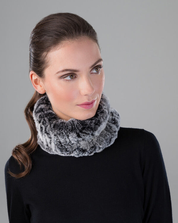 Surell Rex Rabbit Fur Knit Headband/Scarf