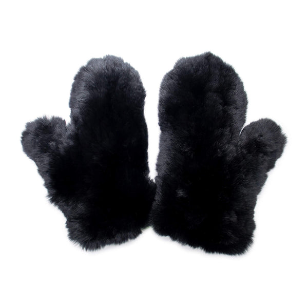 surell Rex Rabbit Fur Knit Mittens