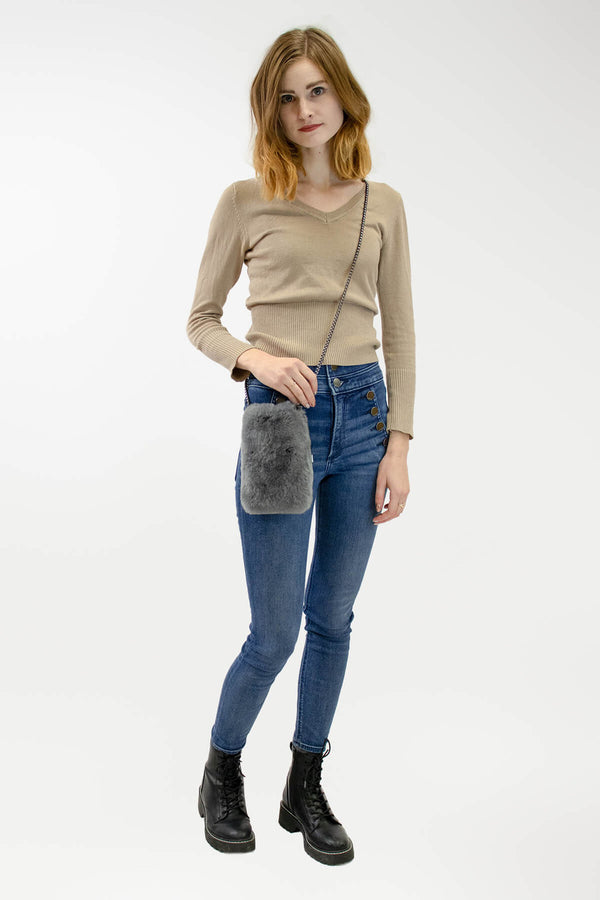 Surell Rex Rabbit Fur Mobile Bag