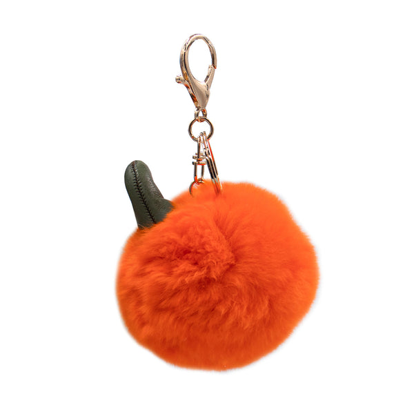 Surell Rex Rabbit Fur Pumpkin Keychain