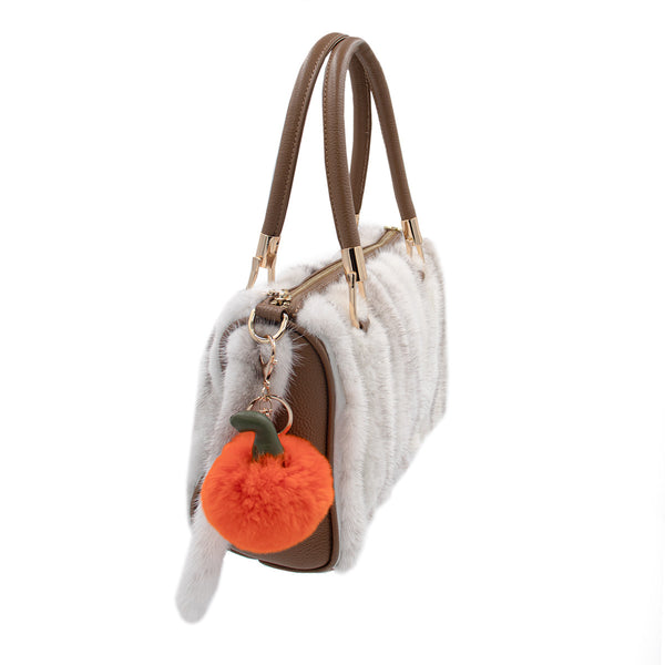surell Rex Rabbit Fur Pumpkin Keychain