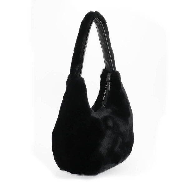 Surell Rex Rabbit Fur Shoulder Bag